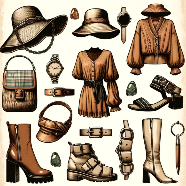 Fashion figures adorned with 2023 trends including Bagel Head, bucket hats, belt bags, summer sandals, and knee-high boots.