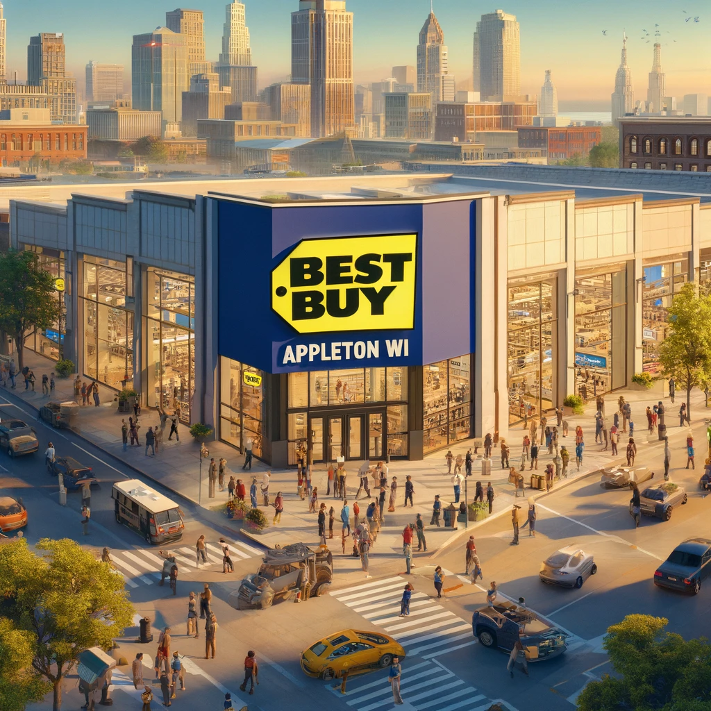 A wide view of the Best Buy store in Appleton WI