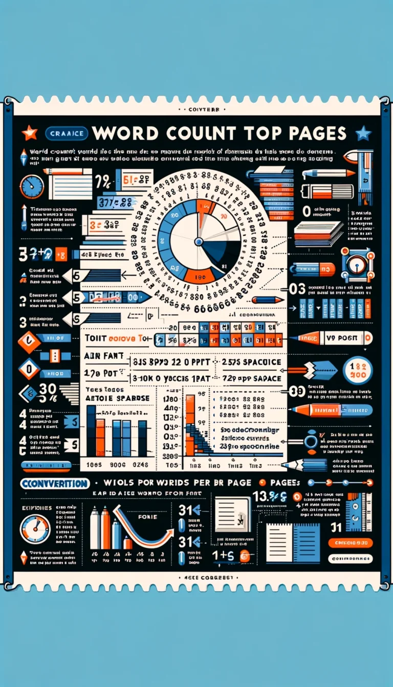 Visual infographic explaining the conversion of word count to pages, aiding in accurate document length estimation for writers and students.