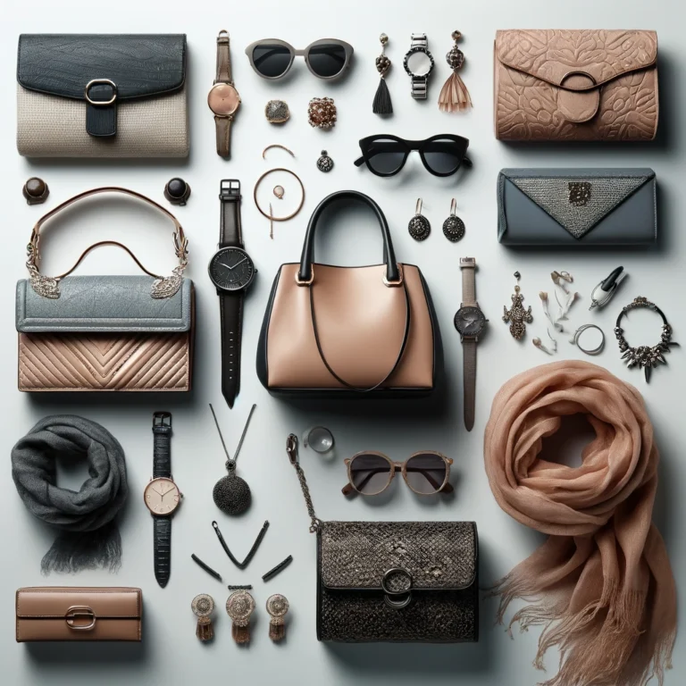 A collection of trendy accessories arranged stylishly, demonstrating their power to enhance any outfit.